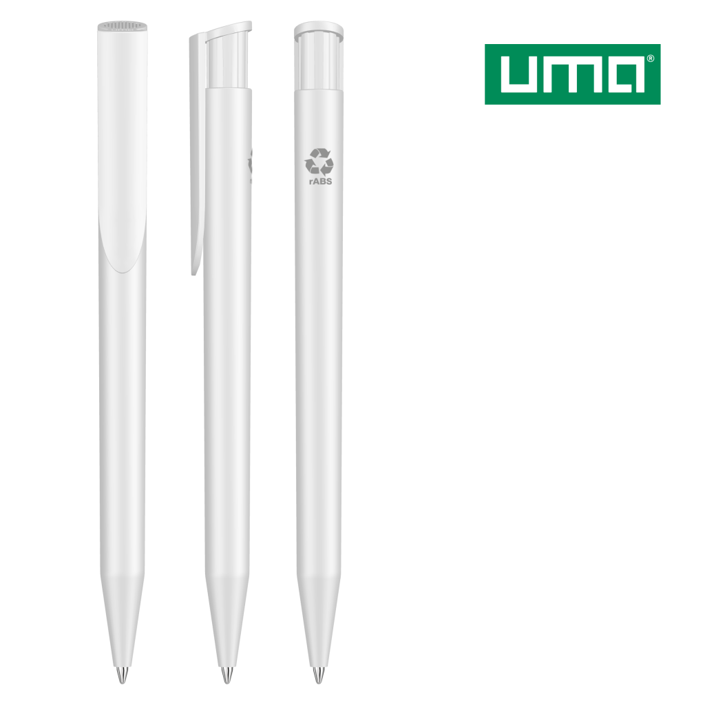 UMA HAPPY RECY Druckkugelschreiber – Weiß