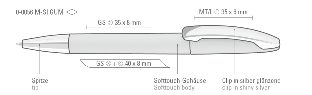 UMA ICON M SI GUM Drehkugelschreiber – Druckskizze