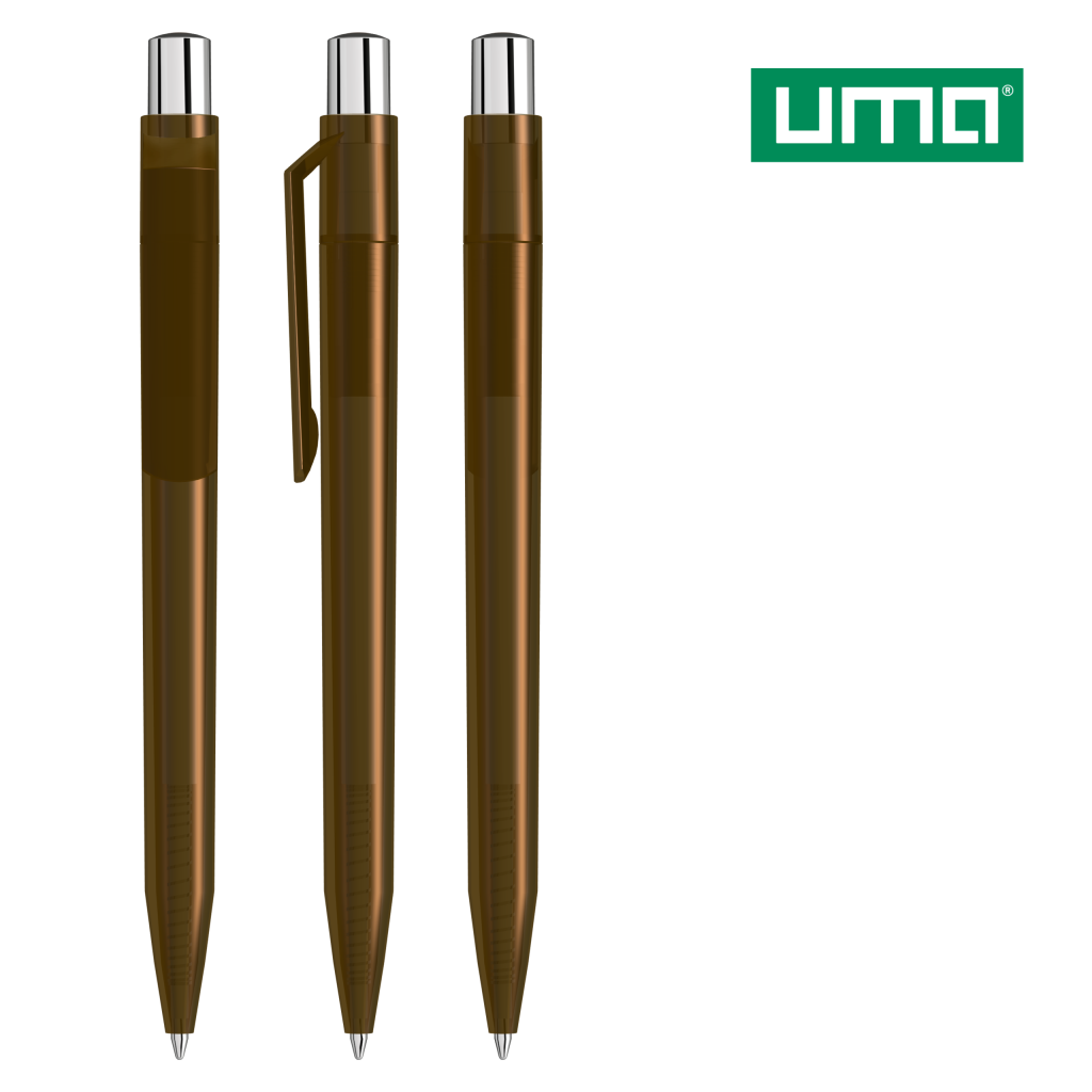 UMA ON TOP transparent SI Druckkugelschreiber – Braun