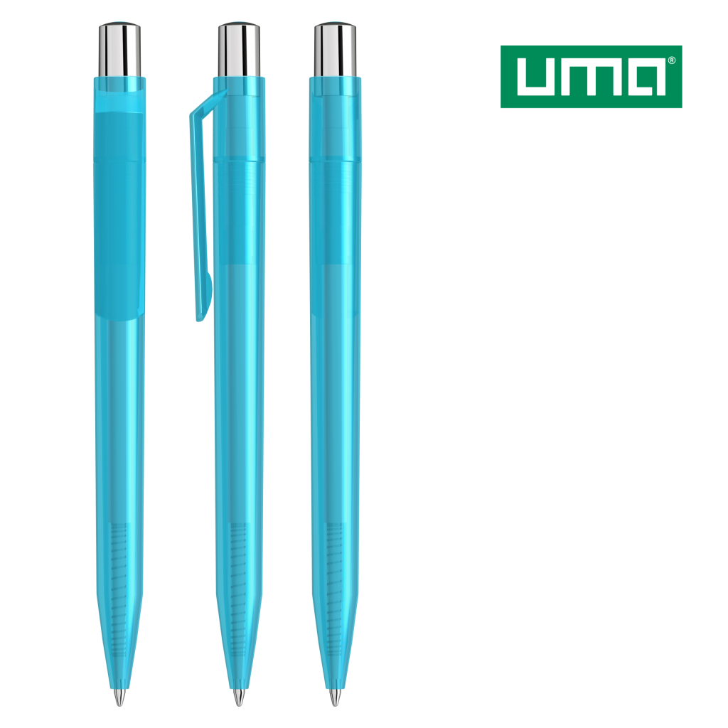 UMA ON TOP transparent SI Druckkugelschreiber – Cyan