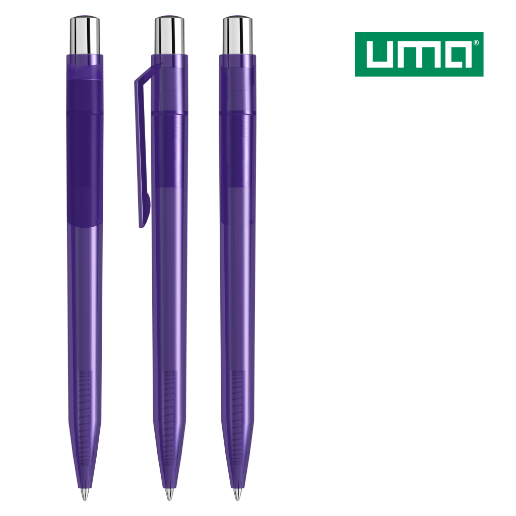 UMA ON TOP transparent SI Druckkugelschreiber – Dunkelviolett
