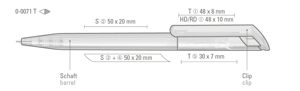 UMA POP transparent Drehkugelschreiber – Druckskizze