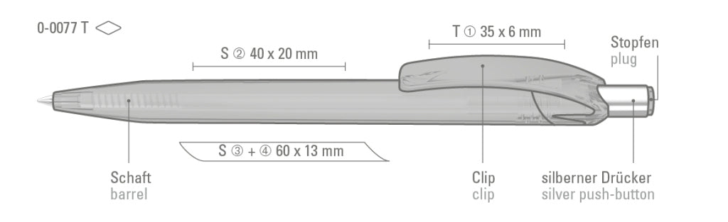 UMA BEAT transparent Druckkugelschreiber – Druckskizze