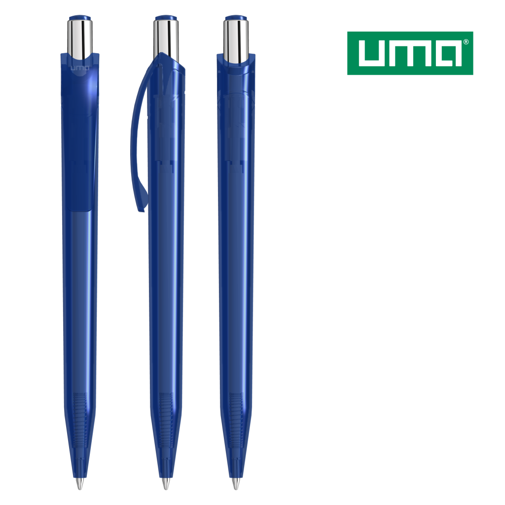 UMA BEAT transparent Druckkugelschreiber – Dunkelblau