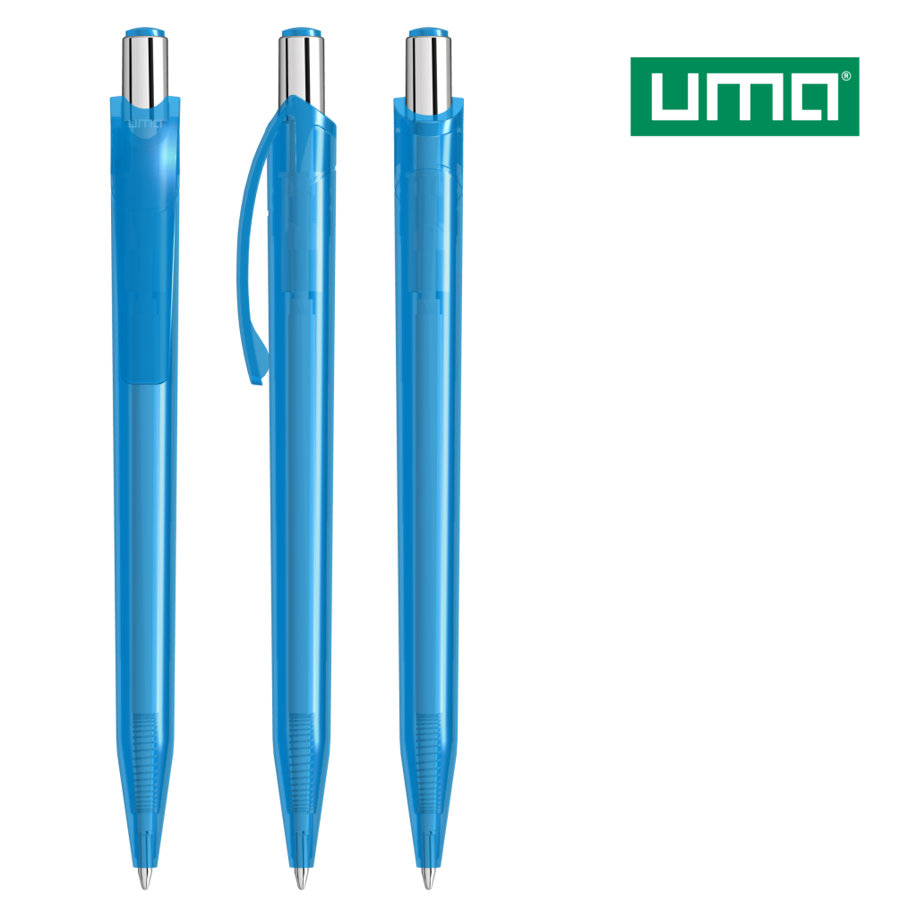 UMA BEAT transparent Druckkugelschreiber – Hellblau