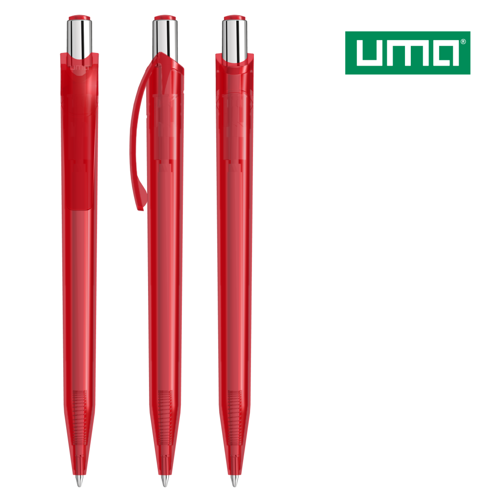 UMA BEAT transparent Druckkugelschreiber – Rot