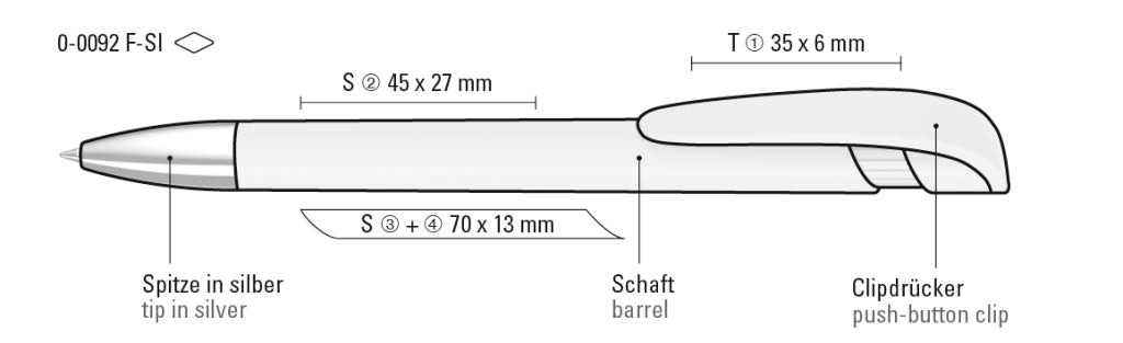 UMA YES F SI Druckkugelschreiber – Druckskizze