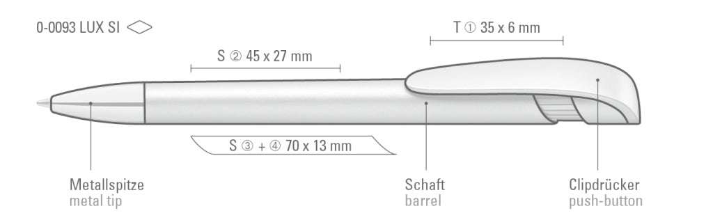 UMA YES LUX SI Druckkugelschreiber – Druckskizze
