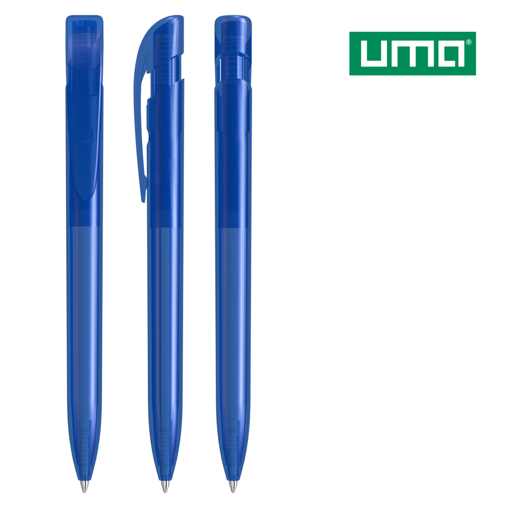 UMA YES transparent Druckkugelschreiber – Dunkelblau