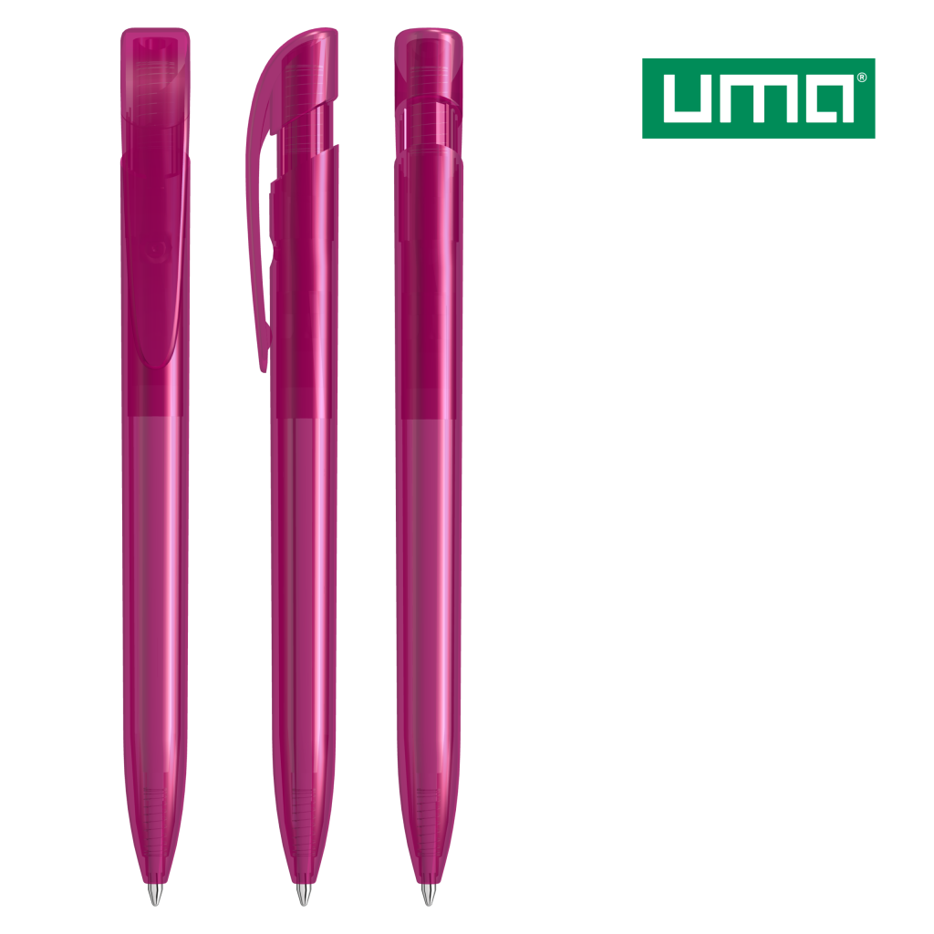 UMA YES transparent Druckkugelschreiber – Magenta