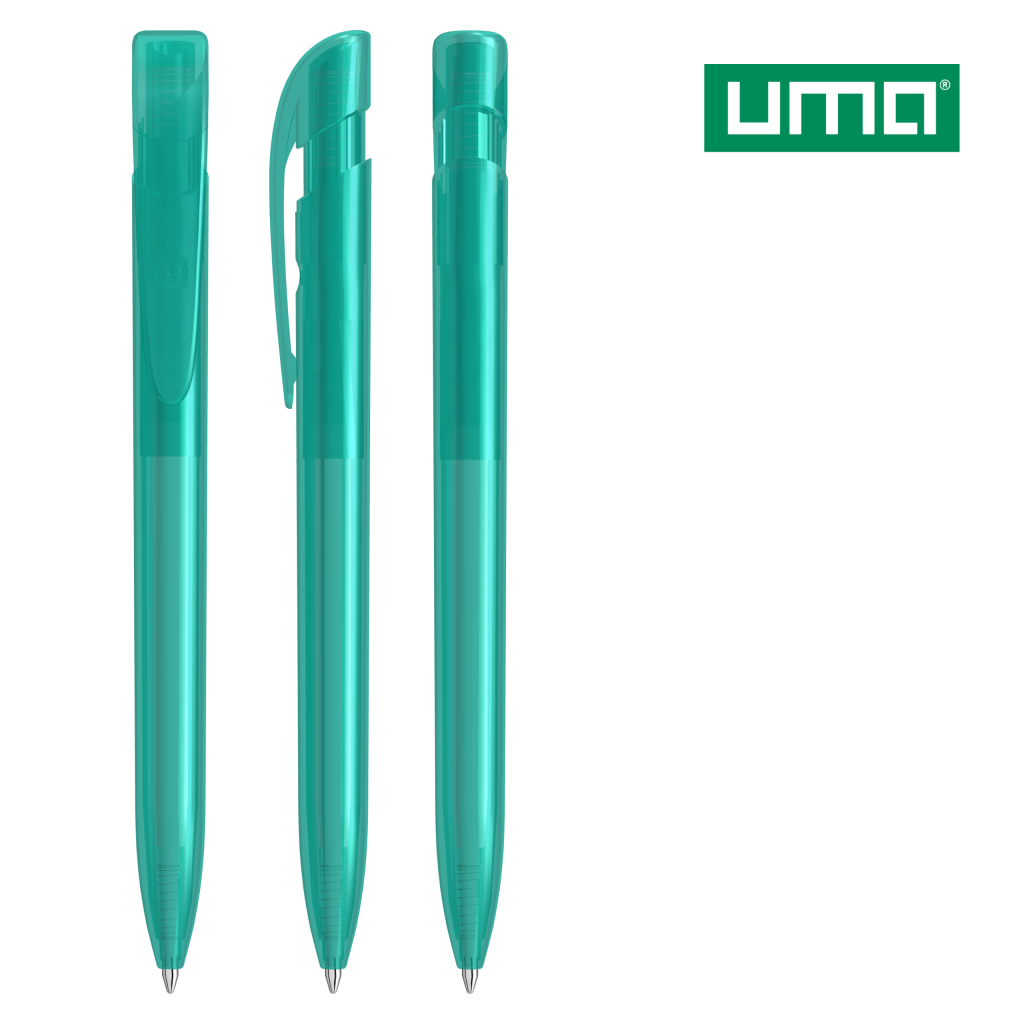 UMA YES transparent Druckkugelschreiber – Petrol