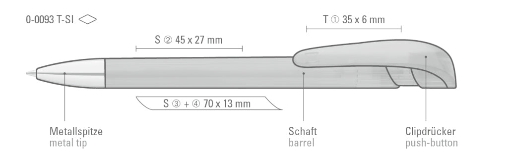 UMA YES transparent SI Druckkugelschreiber – Druckskizze