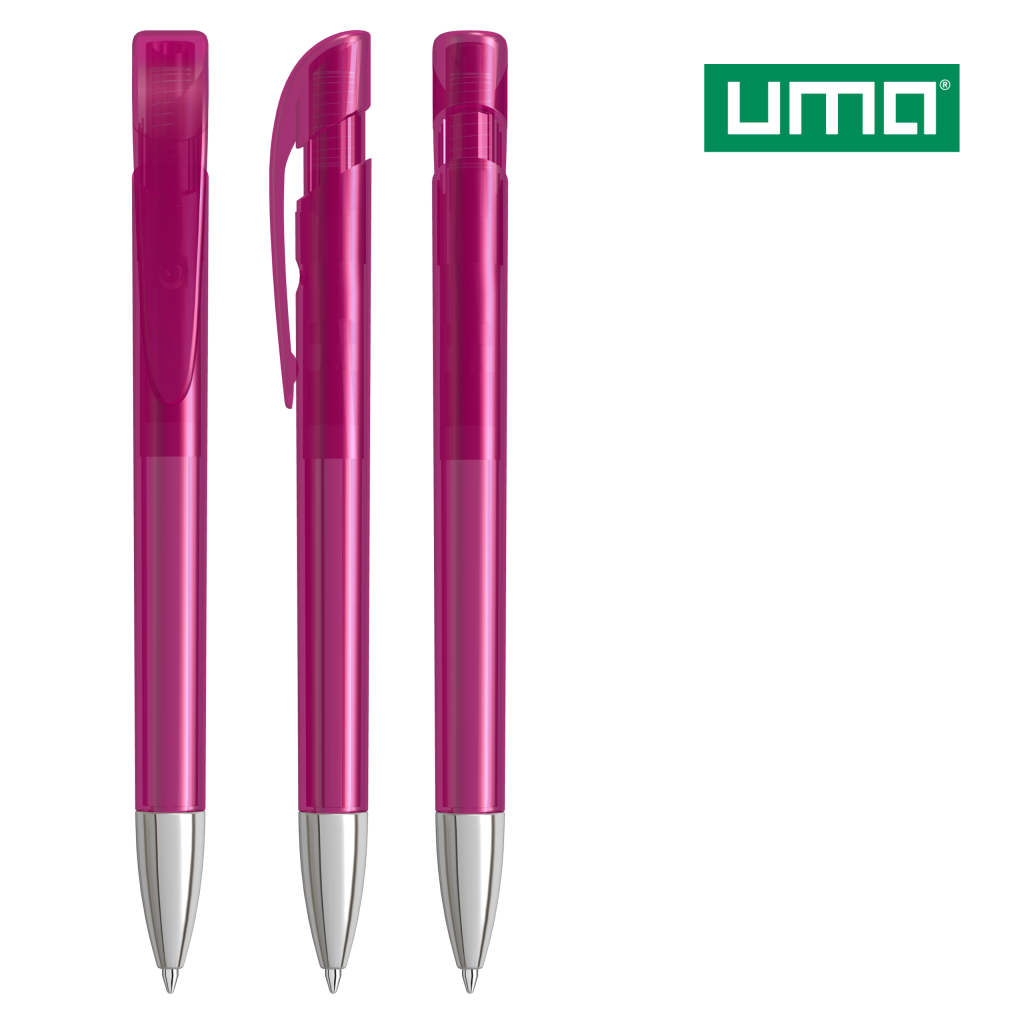 UMA YES transparent SI Druckkugelschreiber – Magenta