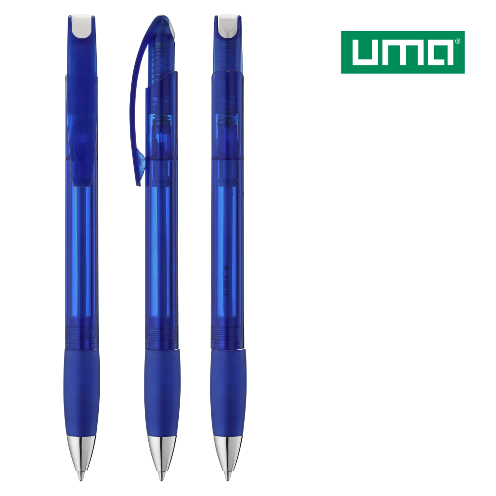 UMA MEMORY transparent SI Druckkugelschreiber – Blau