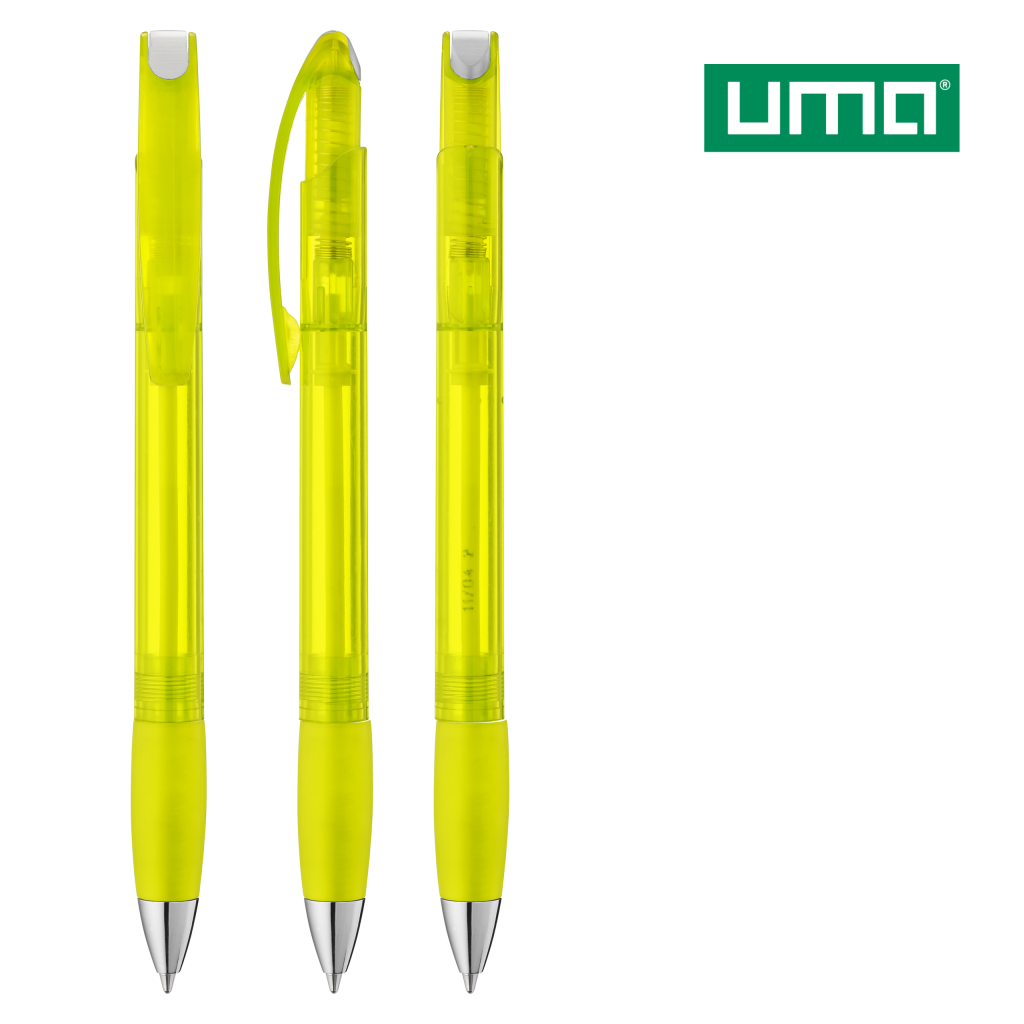 UMA MEMORY transparent SI Druckkugelschreiber – Gelb
