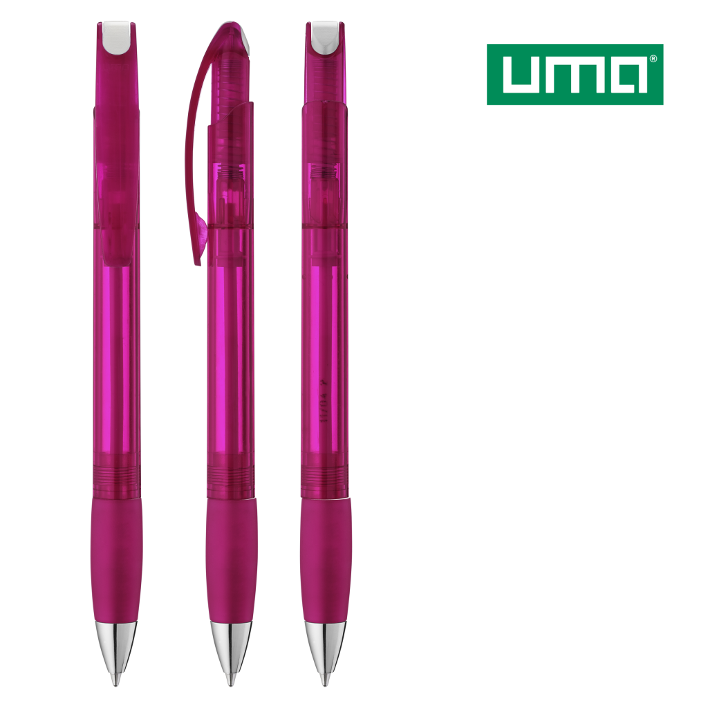 UMA MEMORY transparent SI Druckkugelschreiber – Magenta