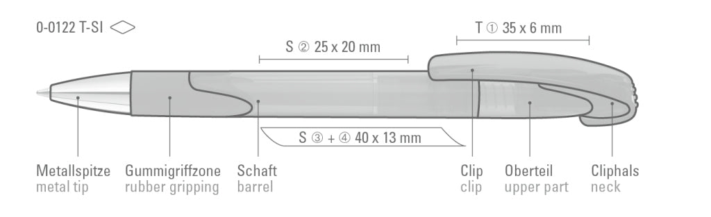UMA LOOK grip transparent SI Druckkugelschreiber – Druckskizze