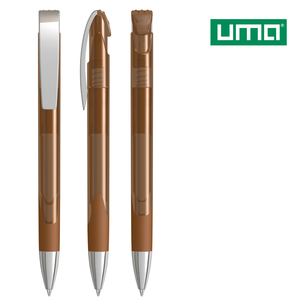 UMA LOOK grip transparent M SI Druckkugelschreiber – Braun