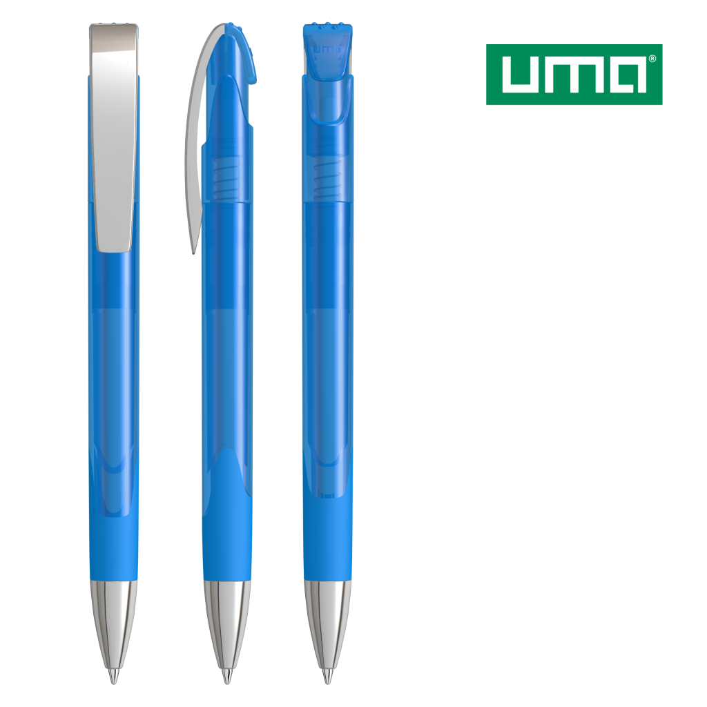 UMA LOOK grip transparent M SI Druckkugelschreiber – Hellblau