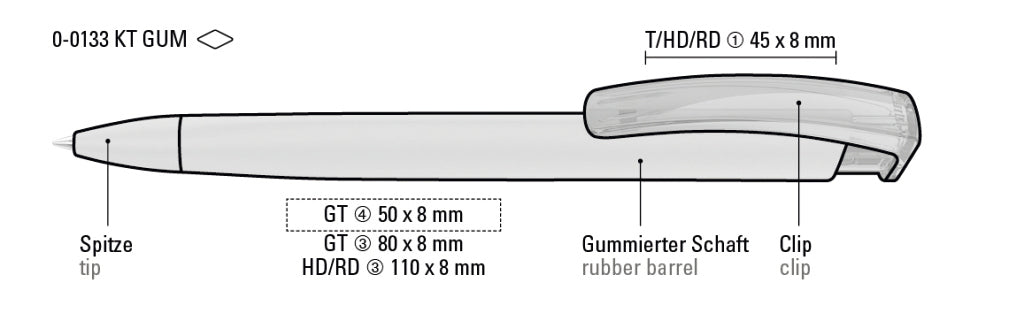 UMA TRINITY K transparent GUM Druckkugelschreiber – Druckskizze