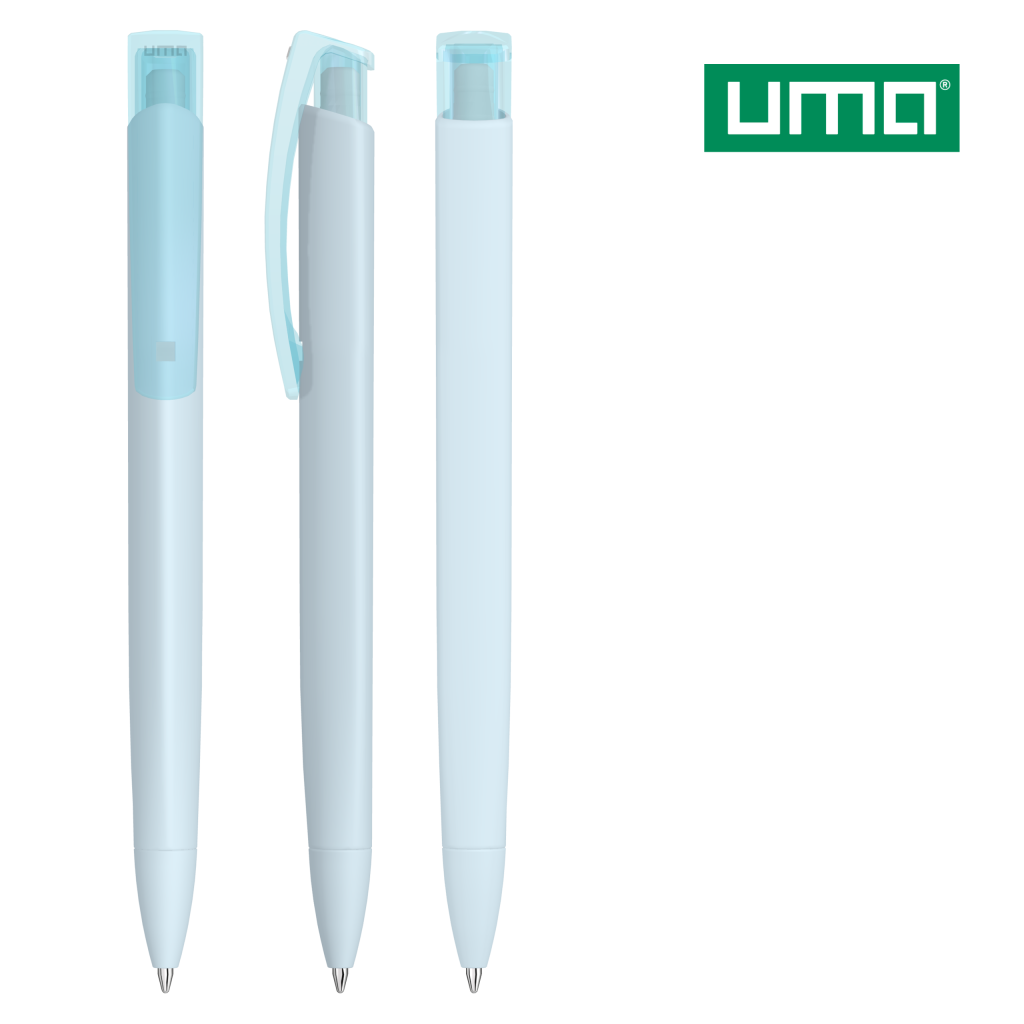 UMA TRINITY K transparent GUM Druckkugelschreiber – Pastell blau
