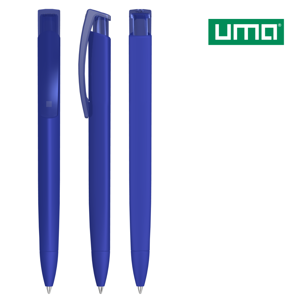 UMA TRINITY K transparent RECY Druckkugelschreiber – Dunkelblau
