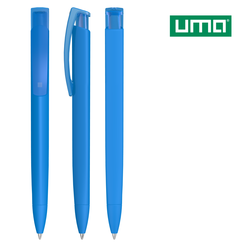 UMA TRINITY K transparent RECY Druckkugelschreiber – Hellblau