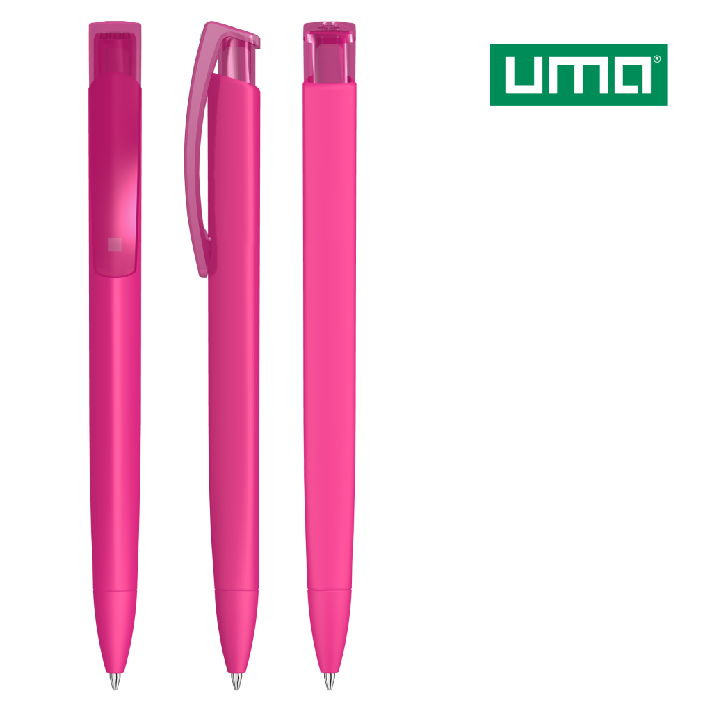 UMA TRINITY K transparent RECY Druckkugelschreiber – Magenta