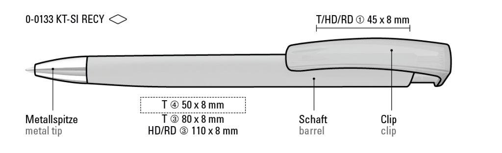UMA TRINITY K transparent SI RECY Druckkugelschreiber – Druckskizze