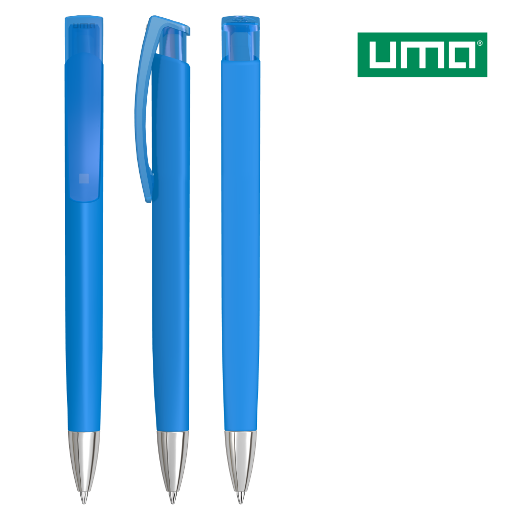 UMA TRINITY K transparent SI RECY Druckkugelschreiber – Hellblau
