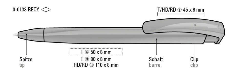 UMA TRINITY RECY Druckkugelschreiber – Druckskizze