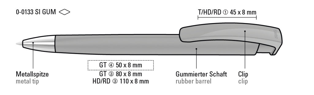 UMA TRINITY SI GUM Druckkugelschreiber – Druckskizze