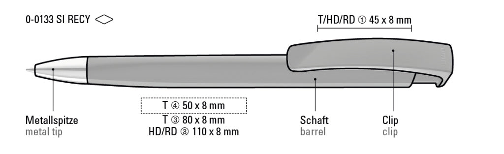 UMA TRINITY SI RECY Druckkugelschreiber – Druckskizze
