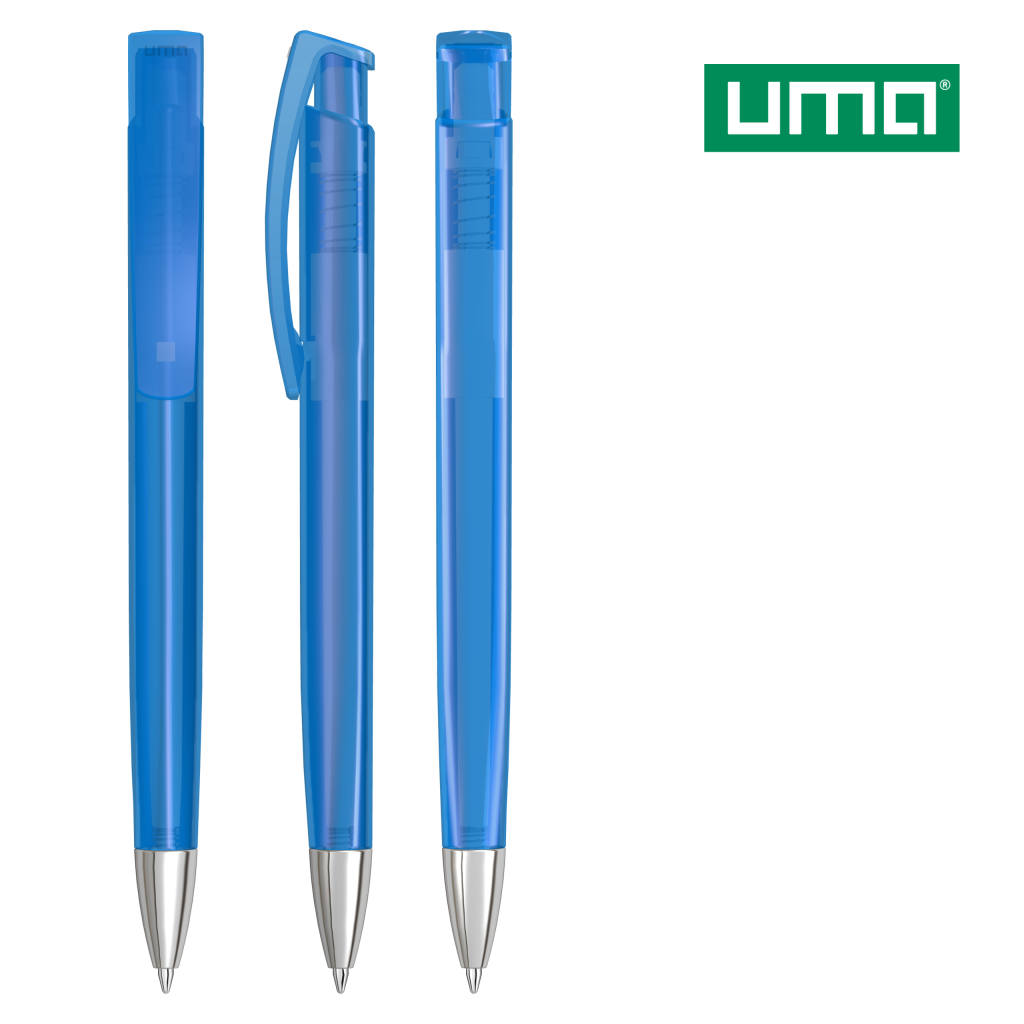 UMA TRINITY transparent SI Druckkugelschreiber – Hellblau