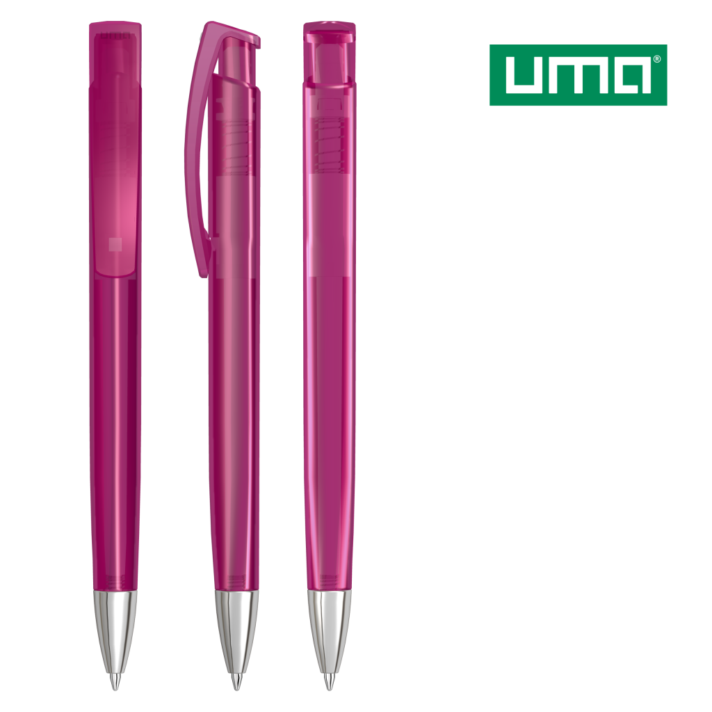 UMA TRINITY transparent SI Druckkugelschreiber – Magenta