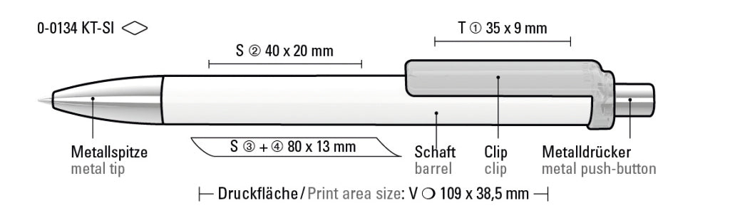 UMA FASHION K transparent SI Druckkugelschreiber – Druckskizze