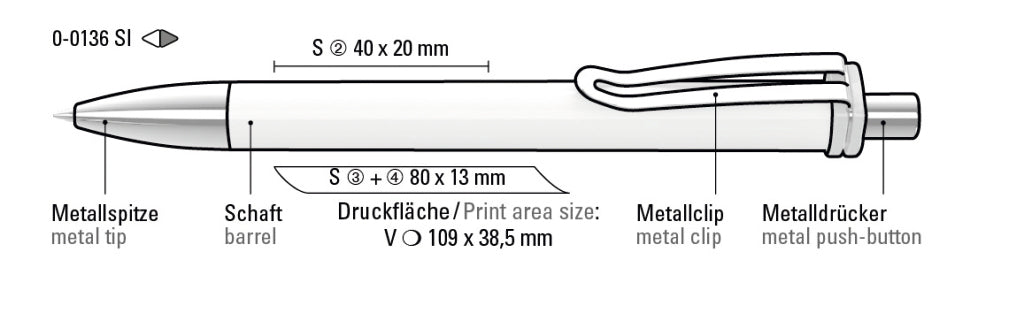 UMA VOGUE XL SI Druckkugelschreiber – Druckskizze