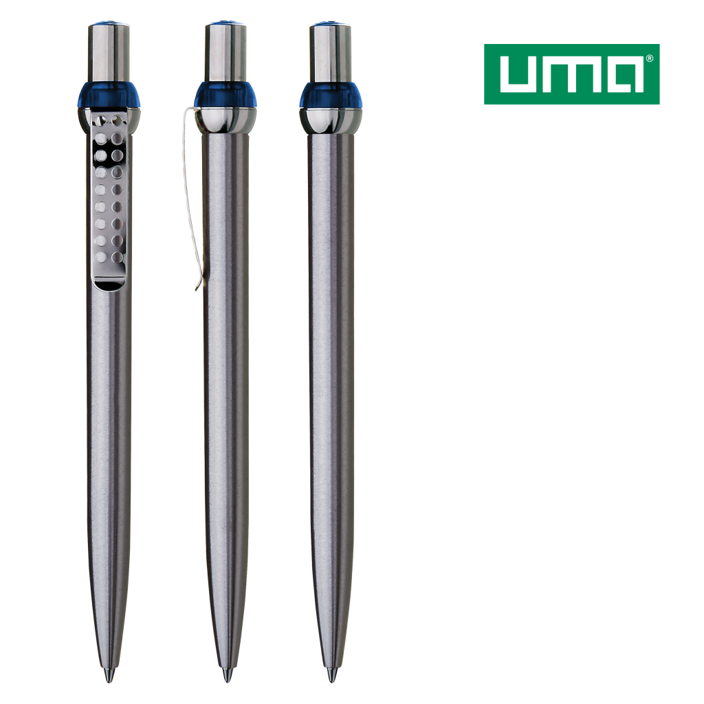 UMA RONDO chrom L Druckkugelschreiber – Blau