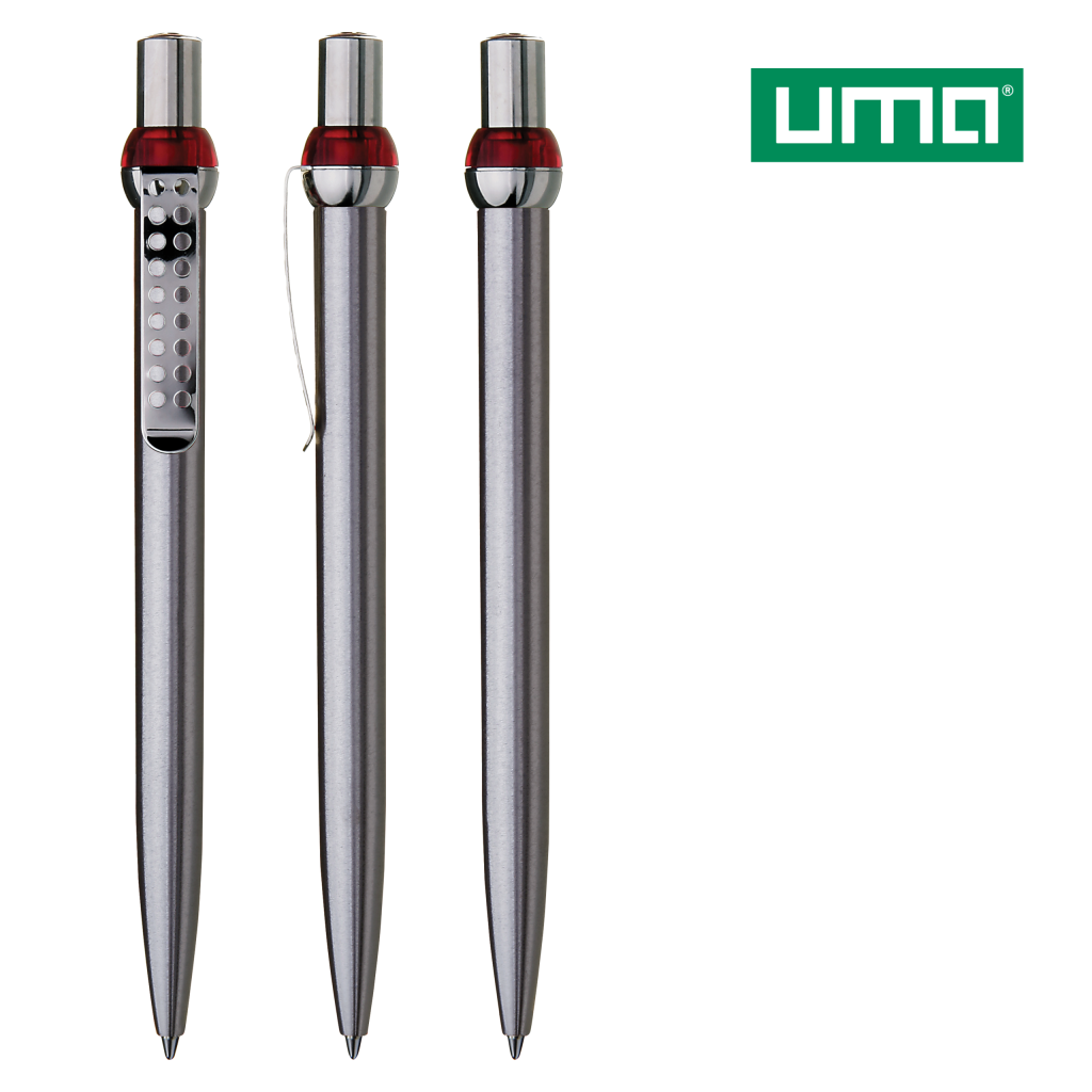UMA RONDO chrom L Druckkugelschreiber – Rot