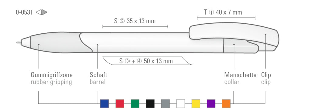 UMA OMEGA grip Druckkugelschreiber – Druckskizze