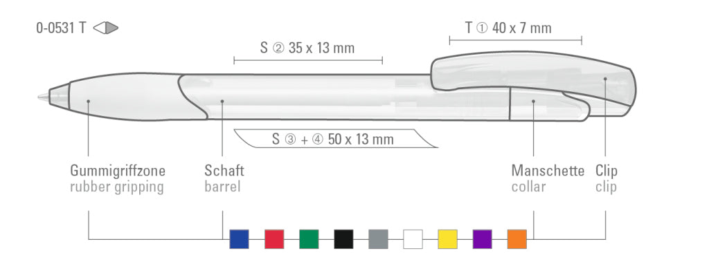 UMA OMEGA grip transparent Druckkugelschreiber – Druckskizze