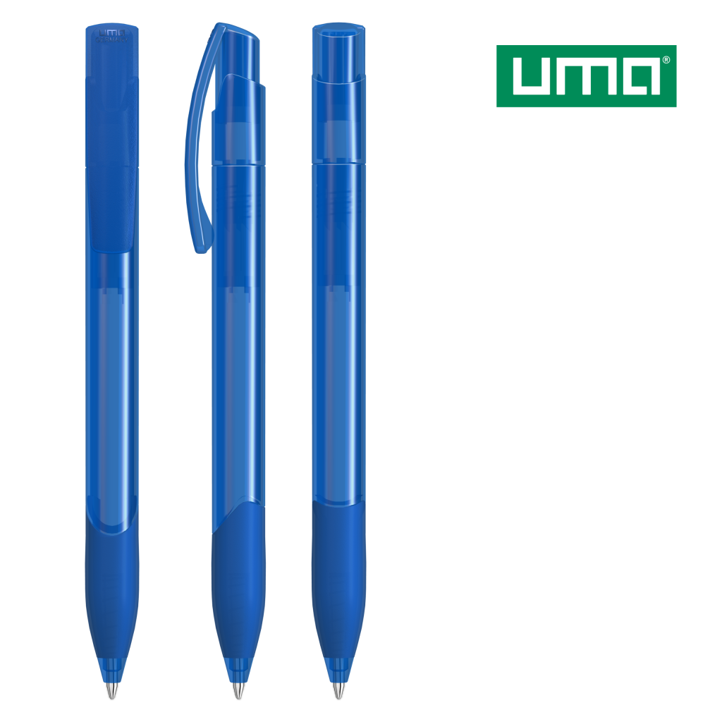 UMA OMEGA grip transparent Druckkugelschreiber – Blau