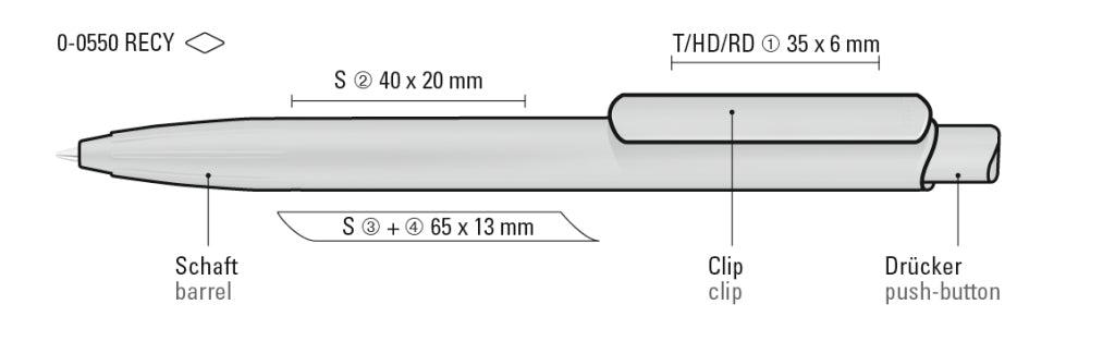 UMA STAGE RECY Druckkugelschreiber – Druckskizze
