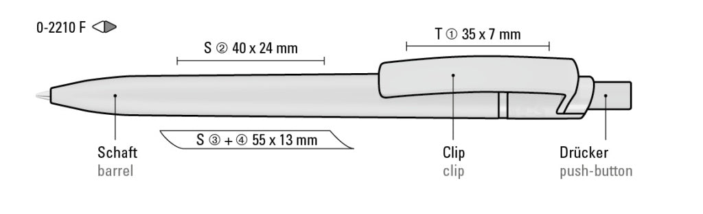 UMA RECYCLED PET PEN STEP F Druckkugelschreiber – Druckskizze