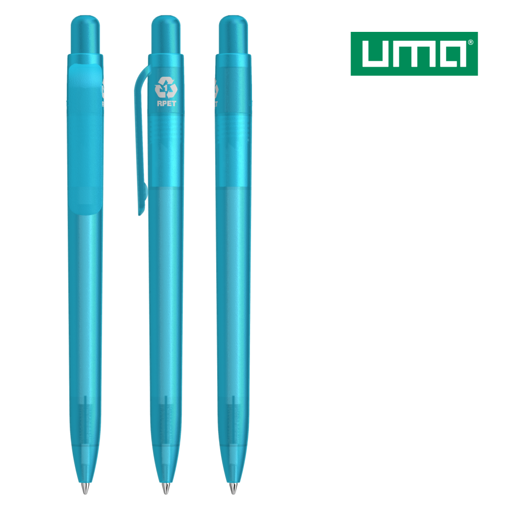 UMA RECYCLED PET PEN FUTURE frozen Druckkugelschreiber – Cyan