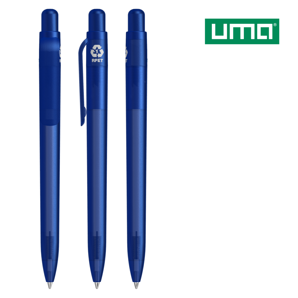 UMA RECYCLED PET PEN FUTURE frozen Druckkugelschreiber – Dunkelblau