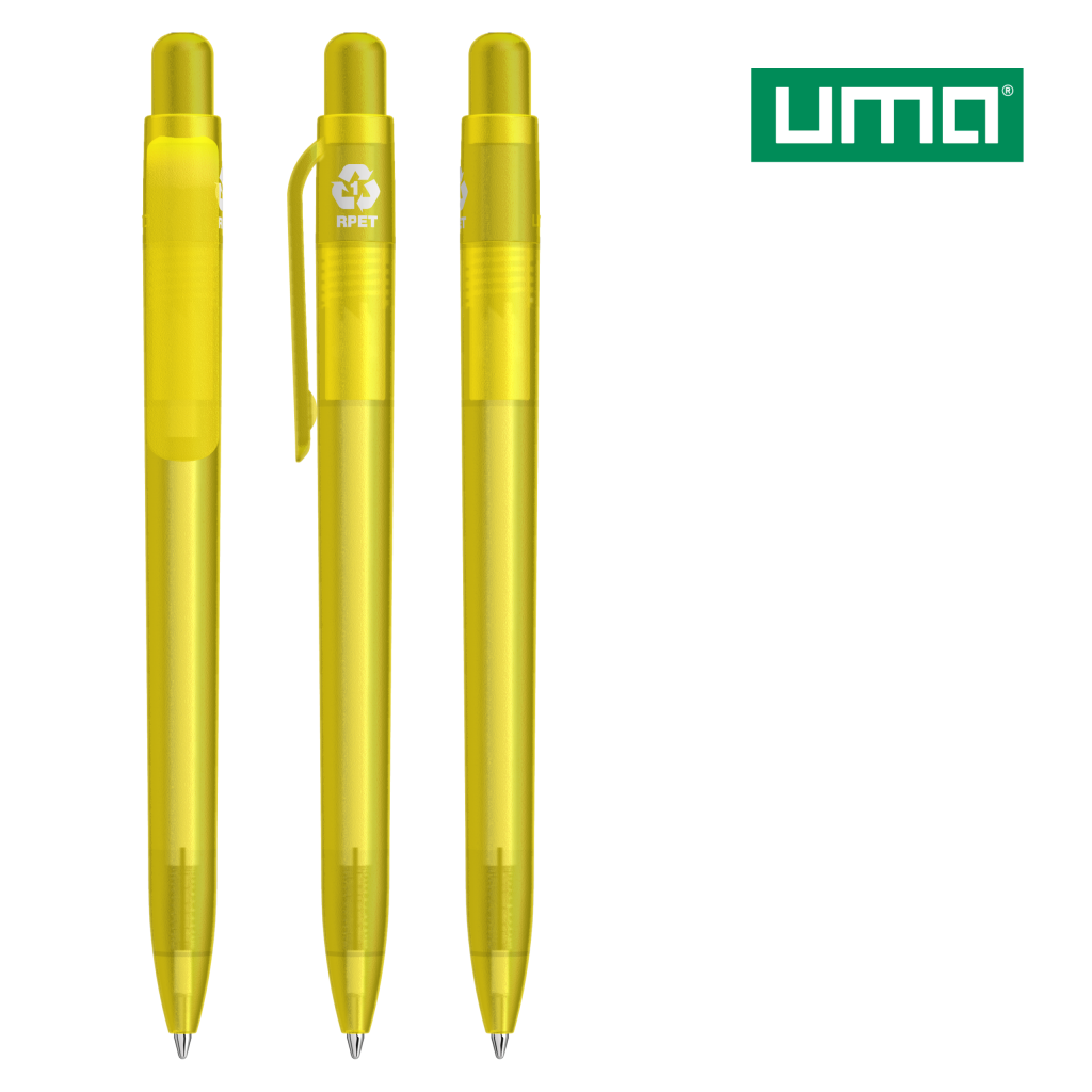 UMA RECYCLED PET PEN FUTURE frozen Druckkugelschreiber – Gelb