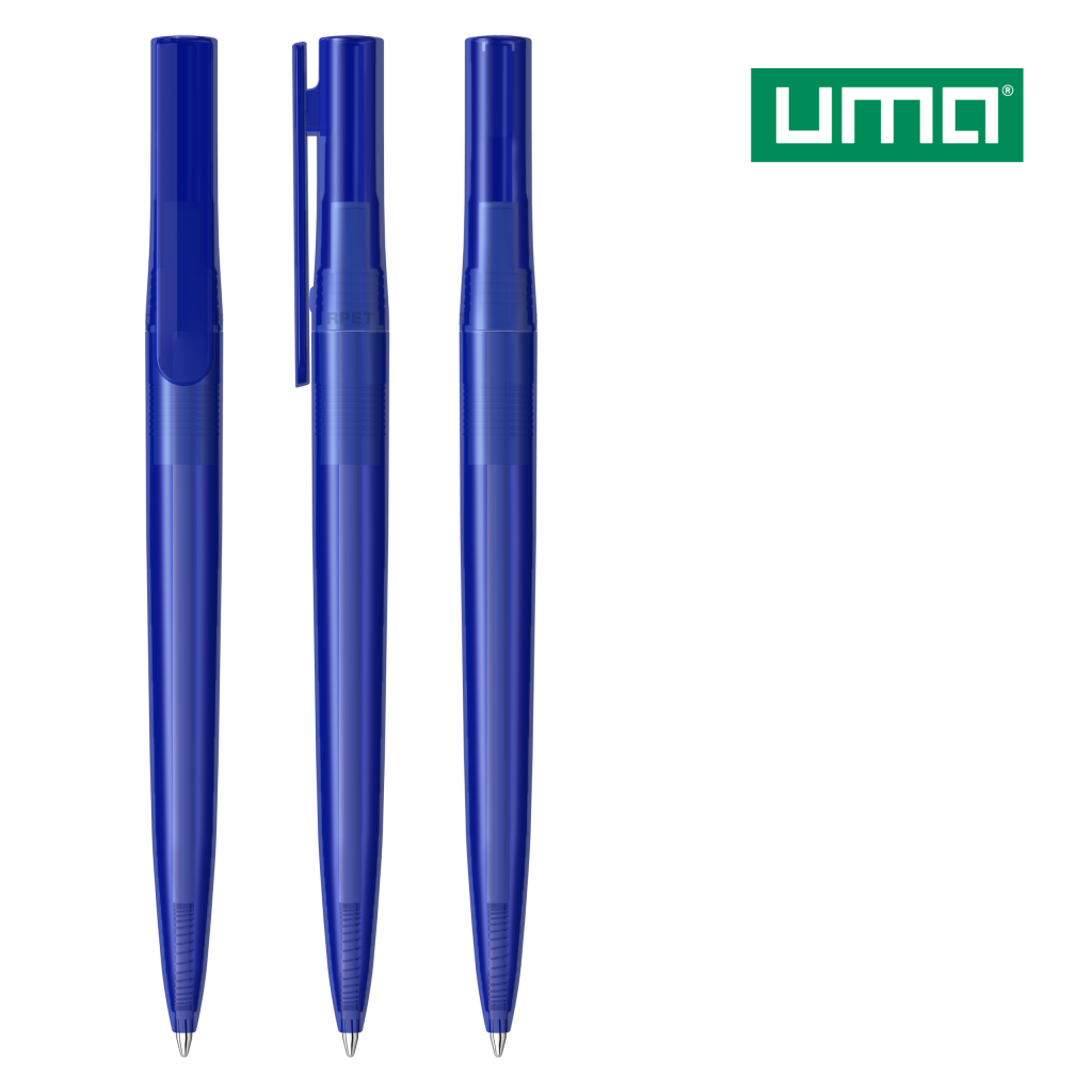 UMA RECYCLED PET PEN switch transparent Drehkugelschreiber – Blau
