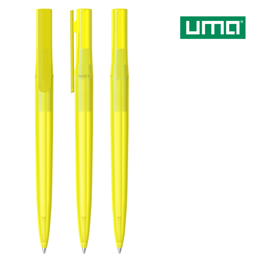 UMA RECYCLED PET PEN switch transparent Drehkugelschreiber – Gelb