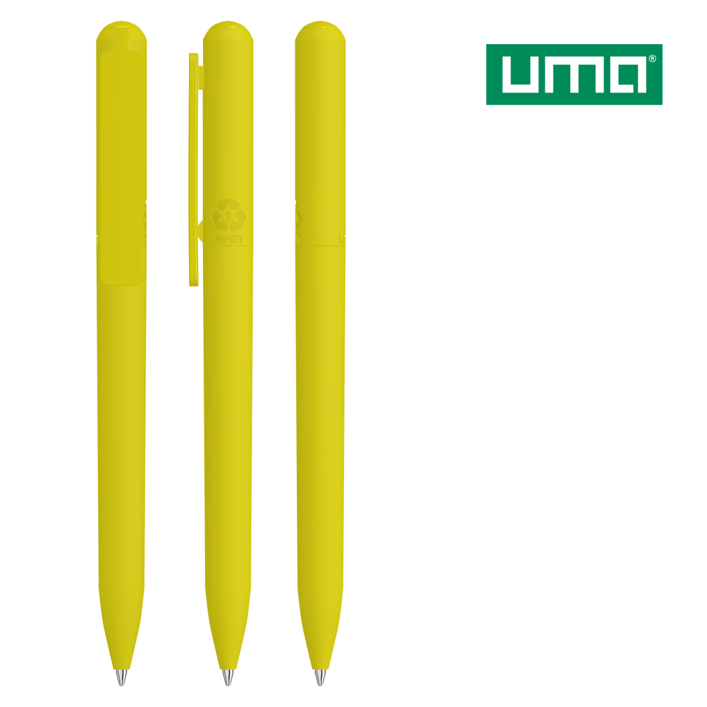 UMA RECYCLED PET PEN CHANGE GUM Drehkugelschreiber – Gelb